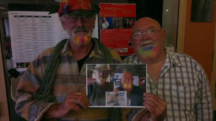 Warren 'Arch' Bishop (right) with Scott 'Feral' Sneddon at the 2013 Illawarra Folk Festival